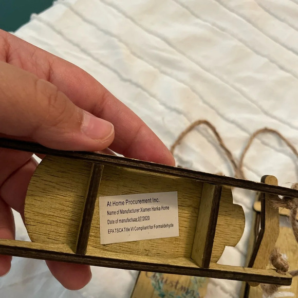 At Home wood sleigh Christmas ornaments bundle of 3 - Picture 5 of 6